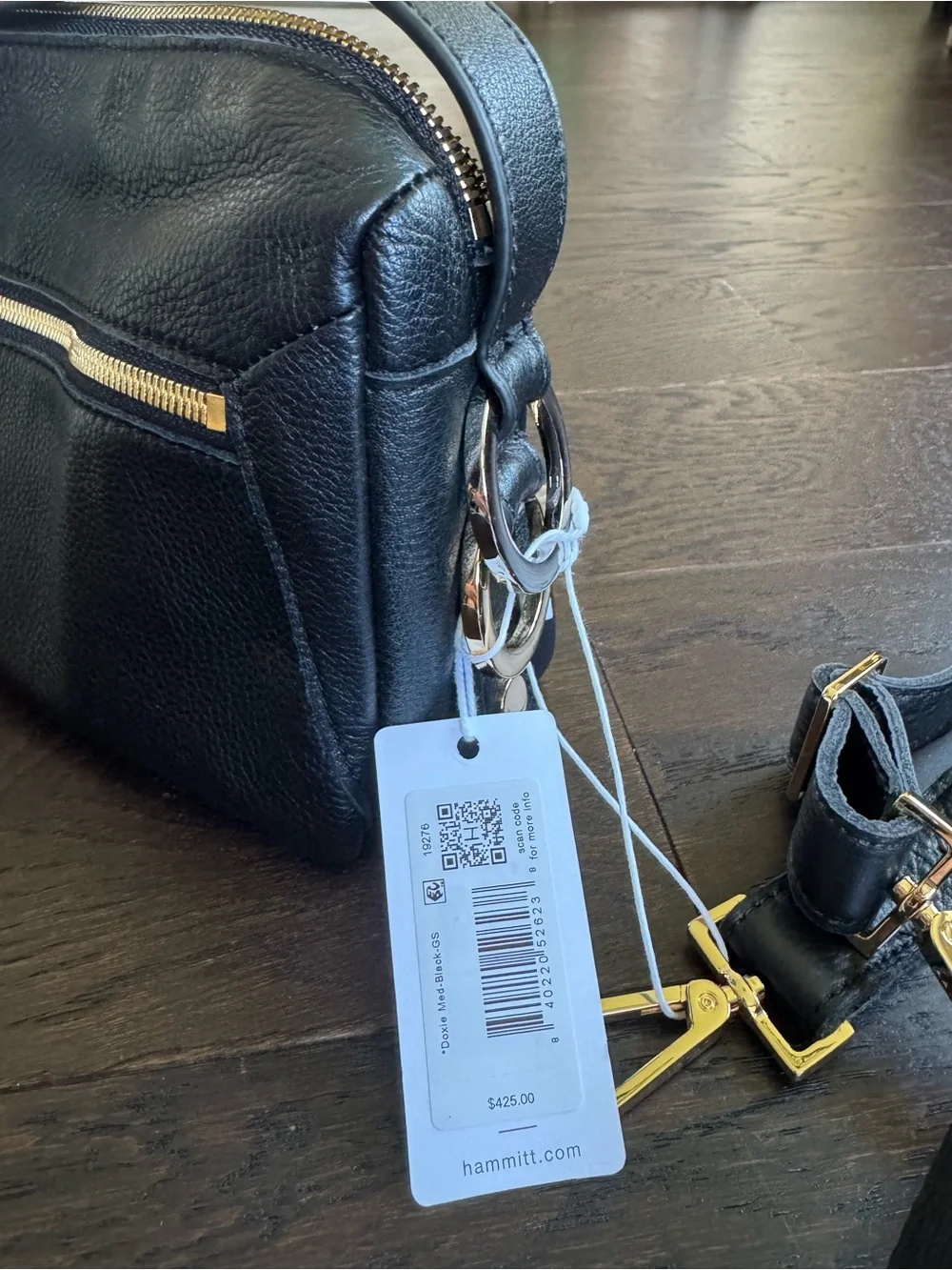 Hammitt Black Leather Crossbody with Gold Hardware